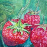 Erdbeeren 30 x 30 cm, Acryl auf Leinwand